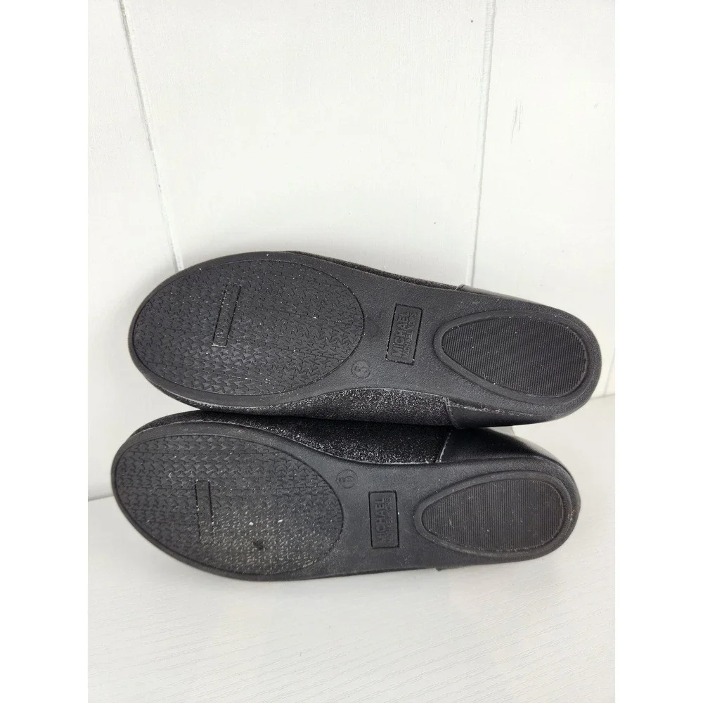 Michael Kors Girls Black Glitter Ankle Strap Ballet Flats MK100868C Size 5